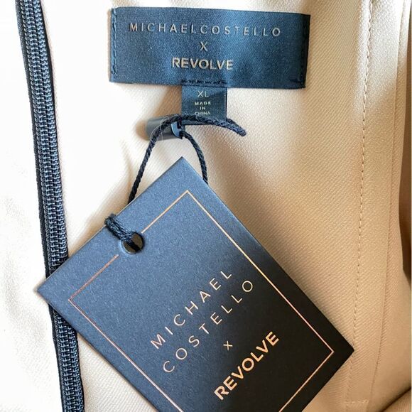 Michael Costello x REVOLVE India Midi Dress Black nude net strapless ruched XL - Picture 13 of 13